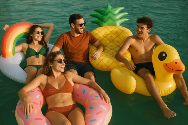 Ảnh với phao bơi đẹp với phong cách “Chill cùng bạn bè”