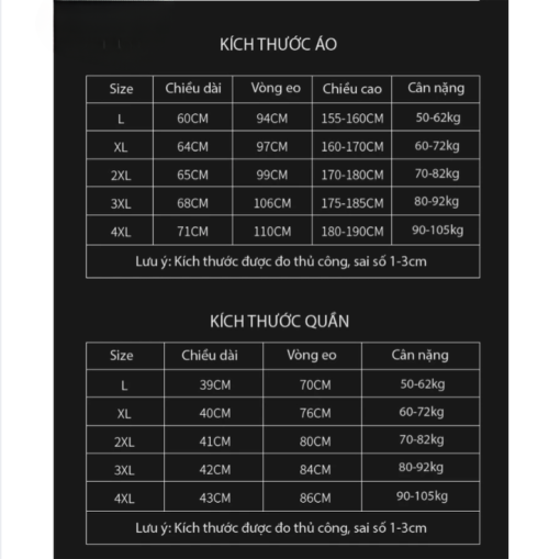 bảng kích thước